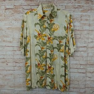 Knightsbridge Hawaiian Shirt Yellow Floral szM